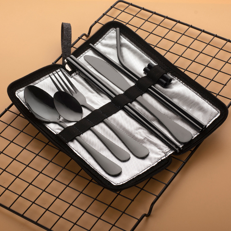 Bamboo Cutlery Travel - مجموعة أدوات مائدة محمولة جديدة مكونة