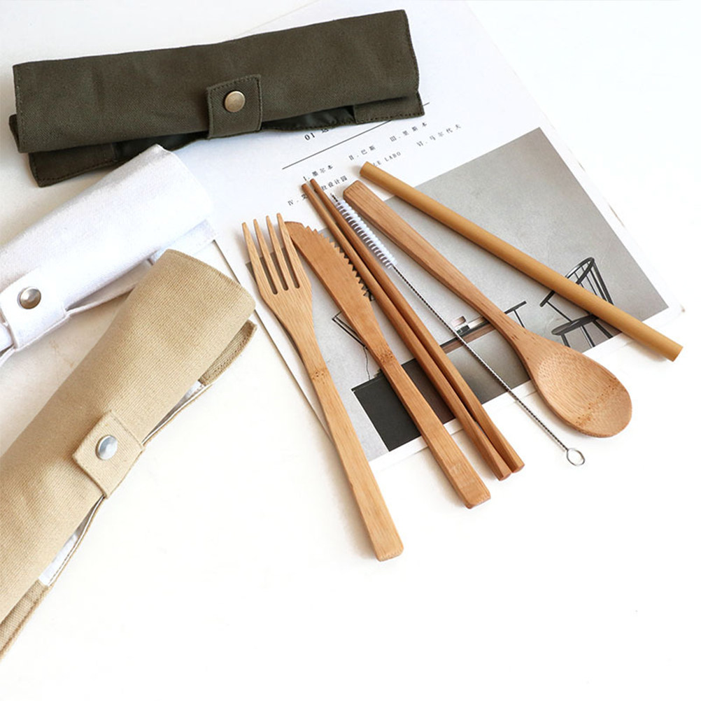 Bamboo Cutlery Travel - طقم أدوات مائدة من الخيزران مكون