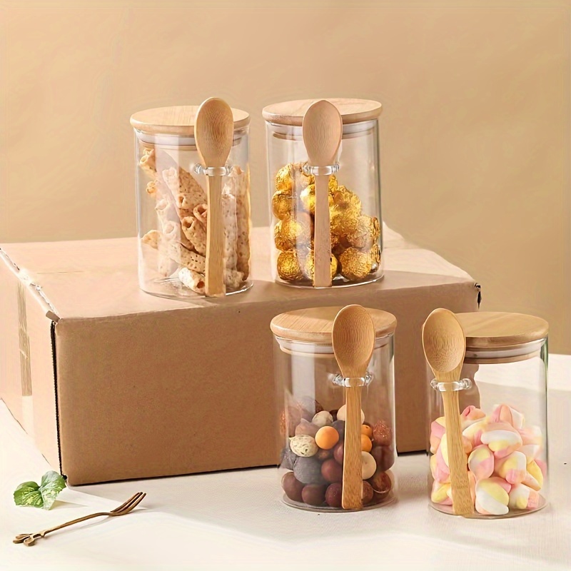 Bamboo Cutlery Travel - جرة حلوى 280 مل، جرة بسكويت،